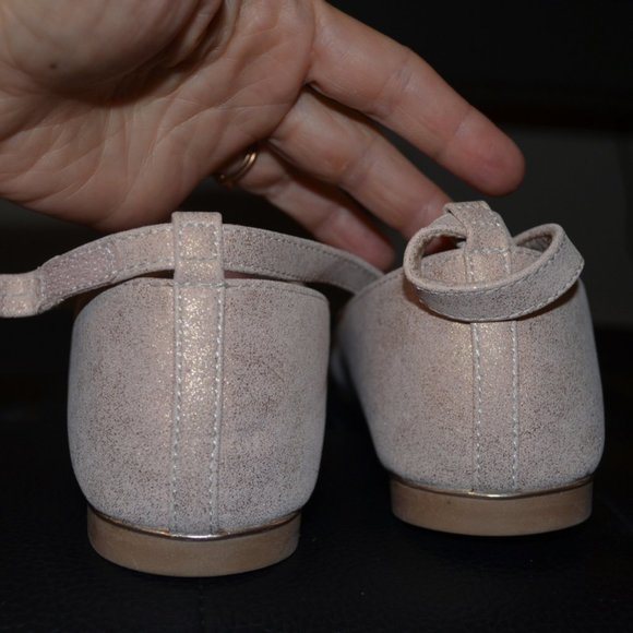 Self Esteem (R) Cream Sparkly Shoes Golden Butterflies Decor Ankle Fastener 3 - Picture 8 of 8